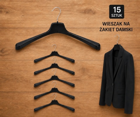 wieszaki na żakiety, marynarki 15szt kolor czarny